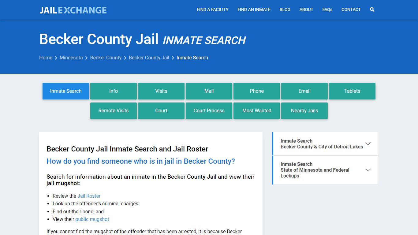 Inmate Search: Roster & Mugshots - Becker County Jail, MN